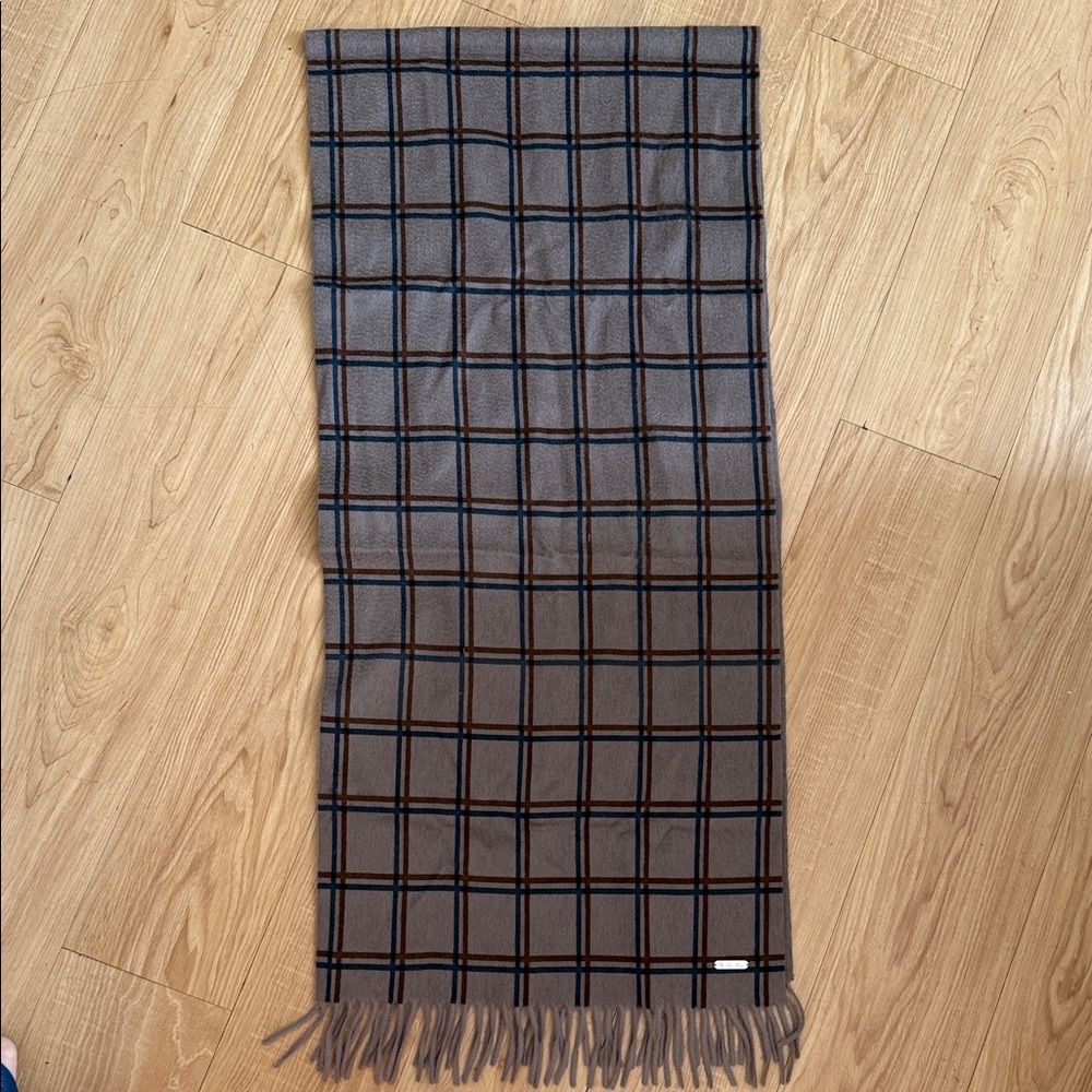 Loro Piana Brown and Black Checkered Scarf